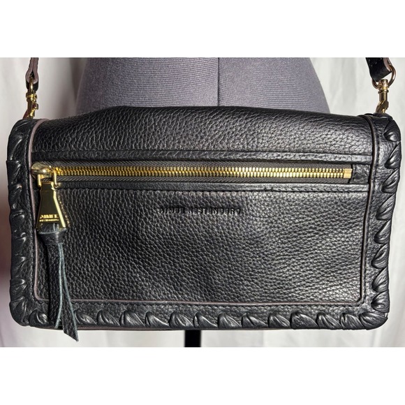 Aimee Kestenberg Handbags - Aimee Kestenberg Glee Black Pebbled Leather Crossbody Clutch Flap Bag Whipstitch